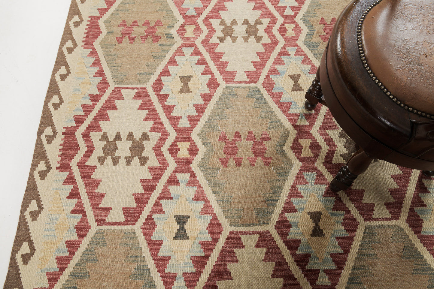 Vintage Style Tribal Natural Dye Flat Weave Kilim
