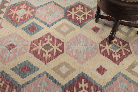 Vintage Style Tribal Natural Dye Flat Weave Kilim