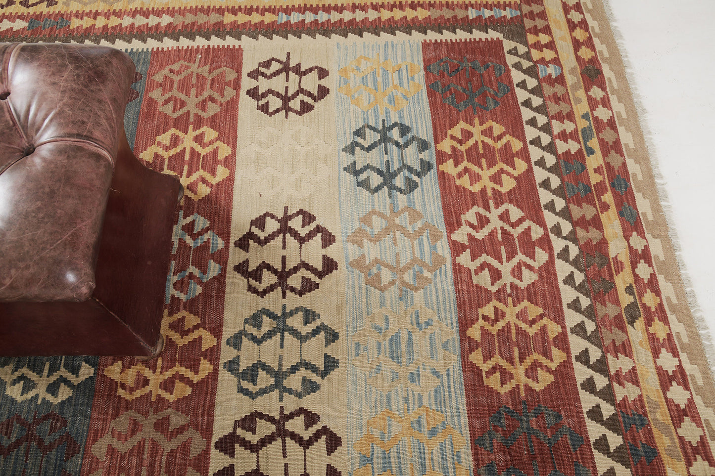 Vintage Style Tribal Natural Dye Flat Weave Kilim