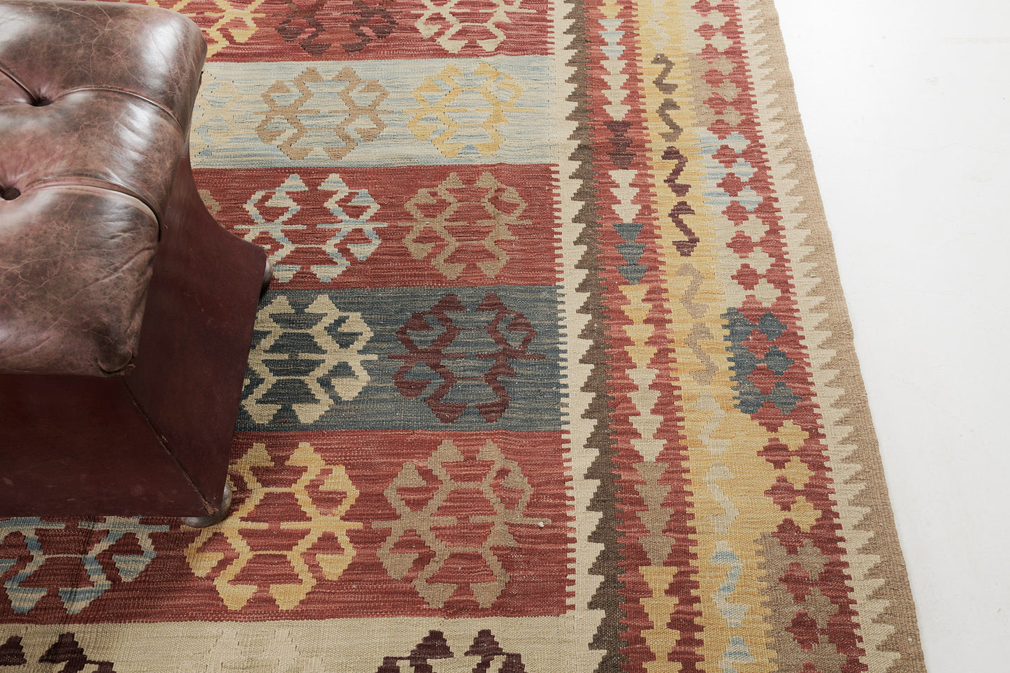 Vintage Style Tribal Natural Dye Flat Weave Kilim