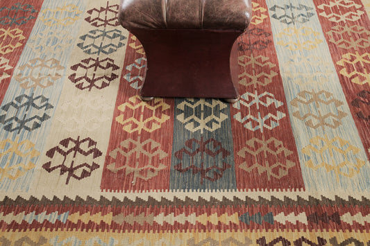 Vintage Style Tribal Natural Dye Flat Weave Kilim