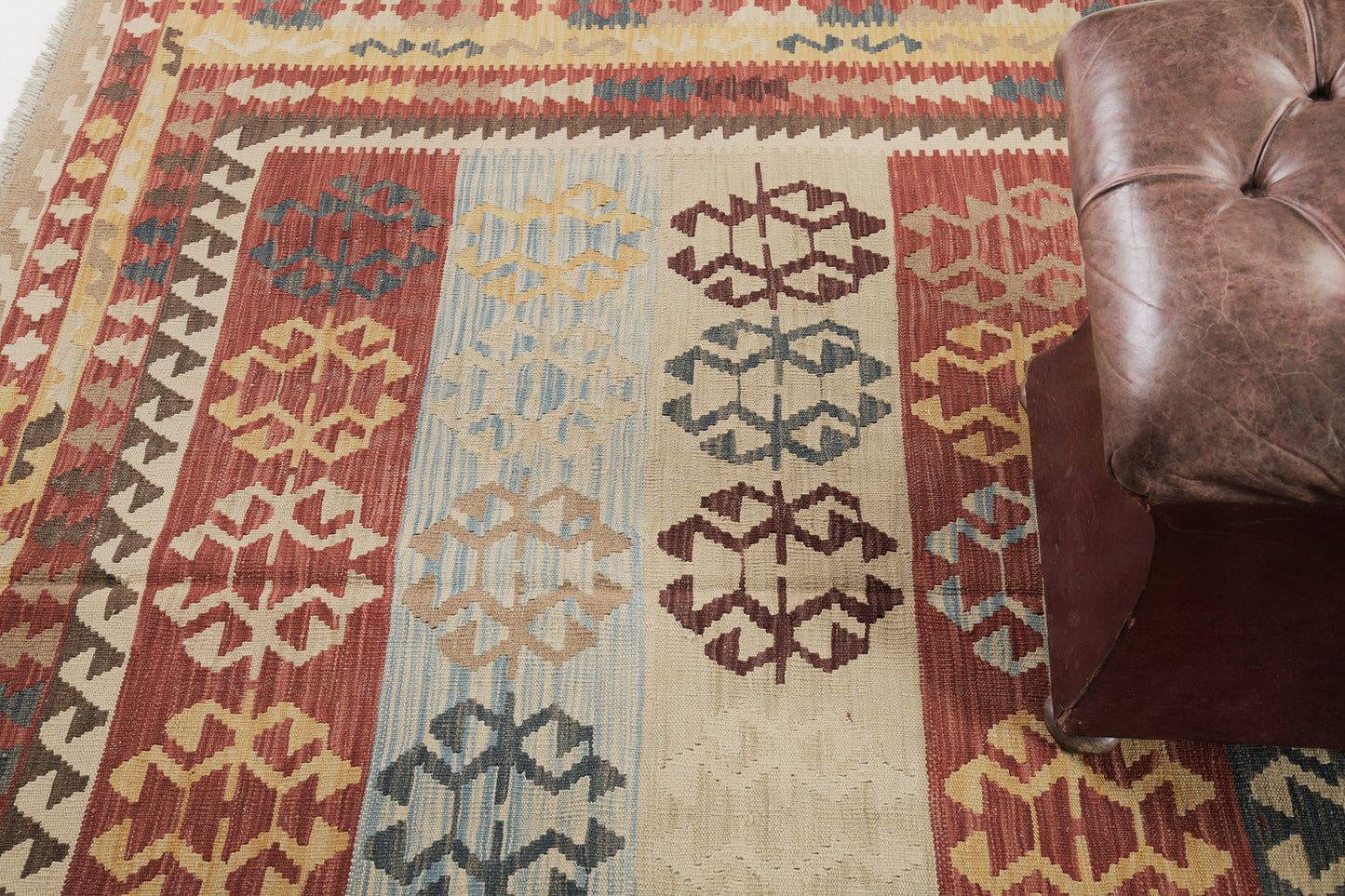 Vintage Style Tribal Natural Dye Flat Weave Kilim