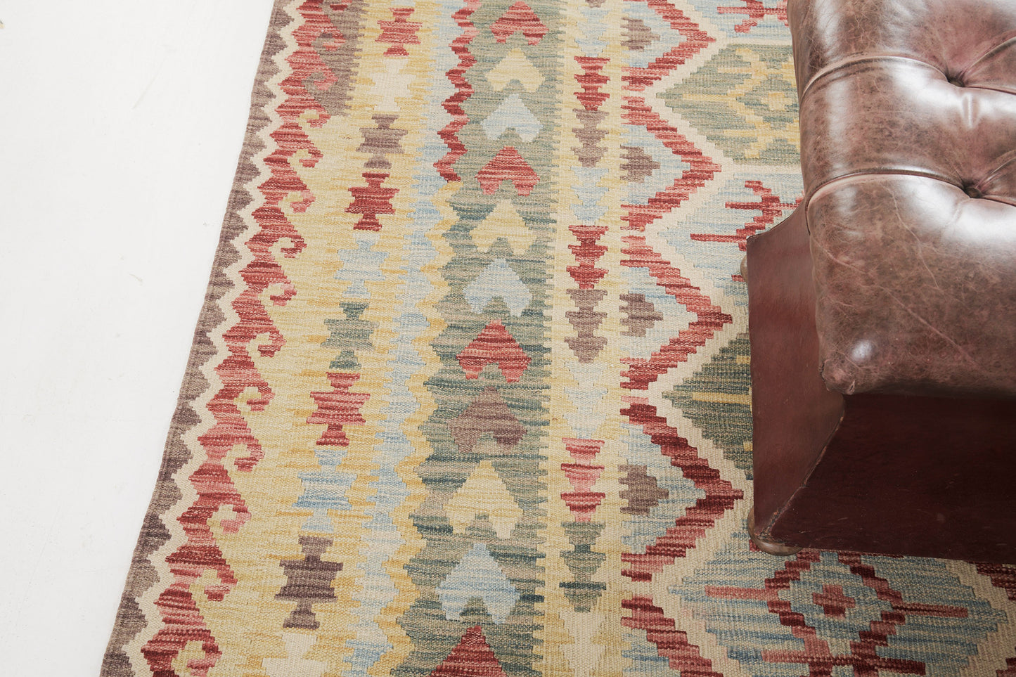 Vintage Style Tribal Natural Dye Flat Weave Kilim