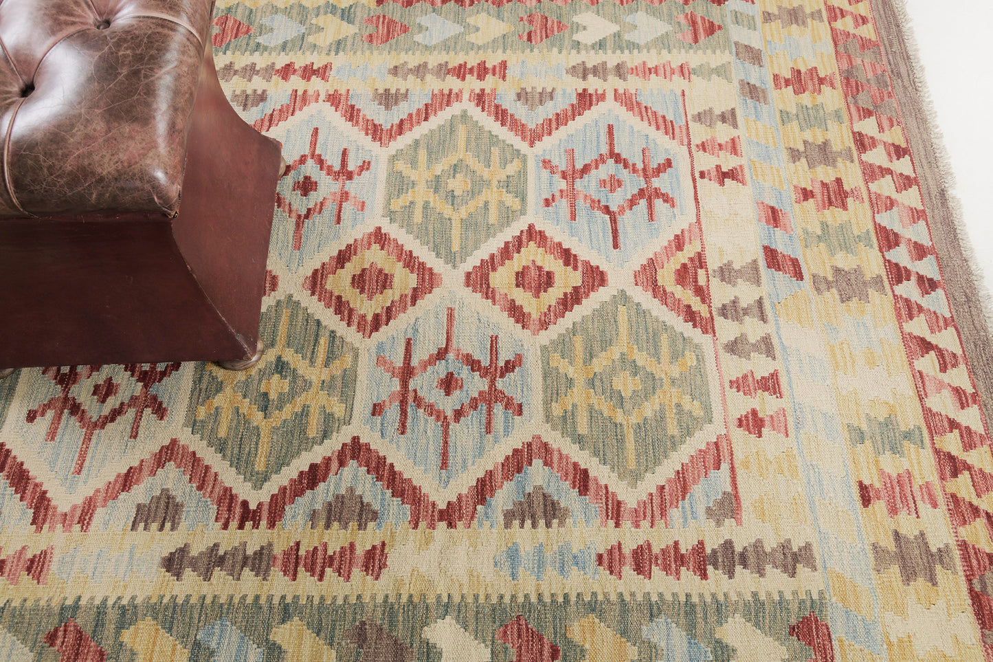 Vintage Style Tribal Natural Dye Flat Weave Kilim