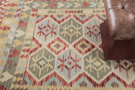 Vintage Style Tribal Natural Dye Flat Weave Kilim