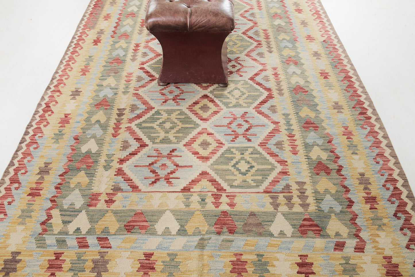 Vintage Style Tribal Natural Dye Flat Weave Kilim