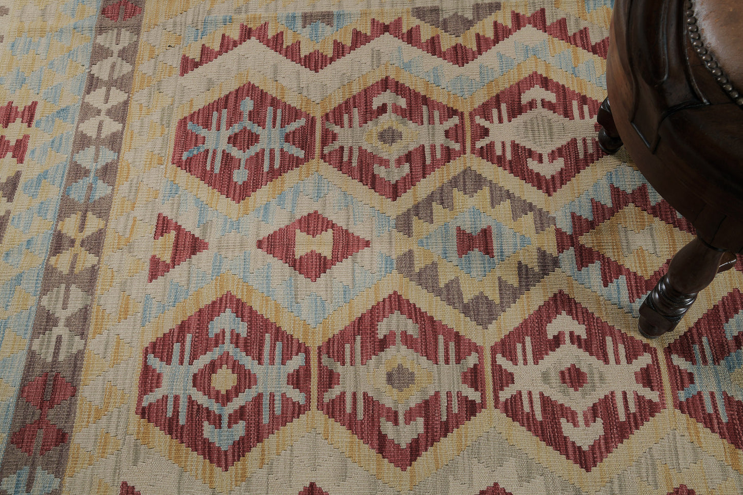 Vintage Style Tribal Natural Dye Flat Weave Kilim