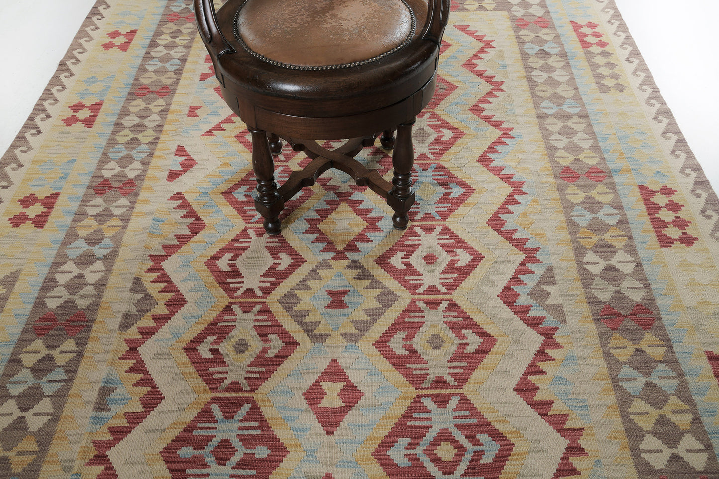 Vintage Style Tribal Natural Dye Flat Weave Kilim
