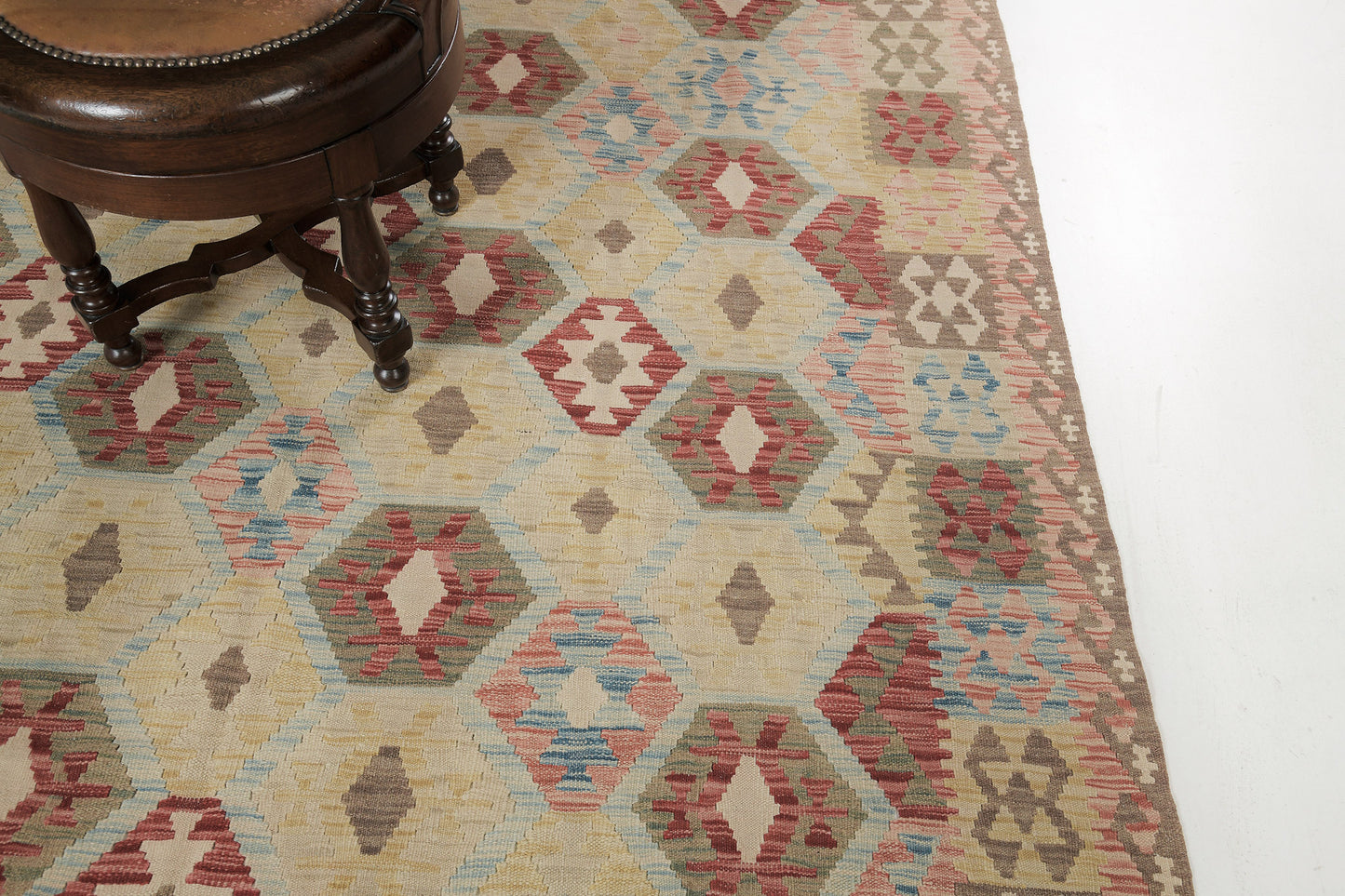 Vintage Style Tribal Natural Dye Flat Weave Kilim