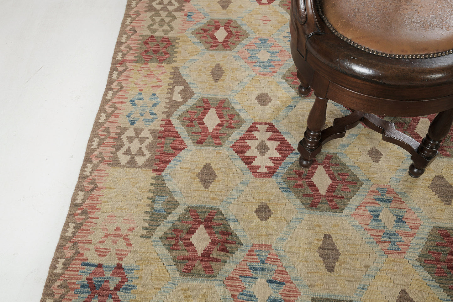 Vintage Style Tribal Natural Dye Flat Weave Kilim