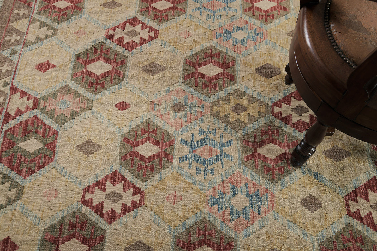 Vintage Style Tribal Natural Dye Flat Weave Kilim