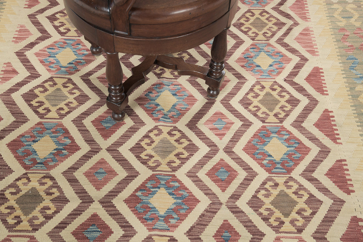 Vintage Style Tribal Natural Dye Flat Weave Kilim