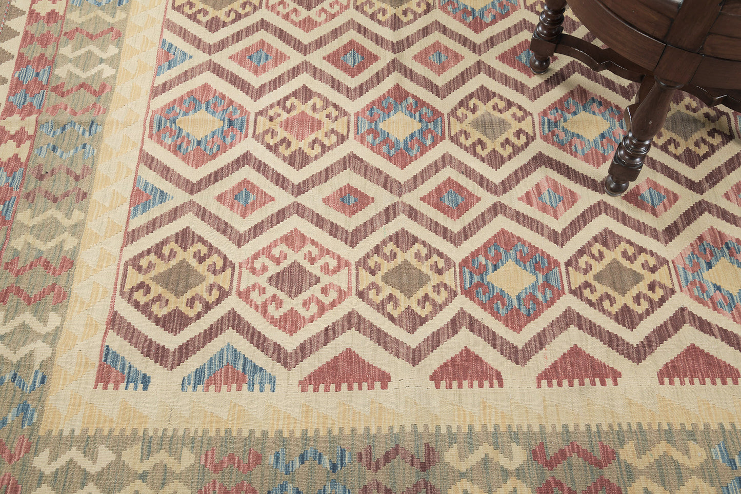 Vintage Style Tribal Natural Dye Flat Weave Kilim