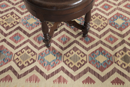 Vintage Style Tribal Natural Dye Flat Weave Kilim