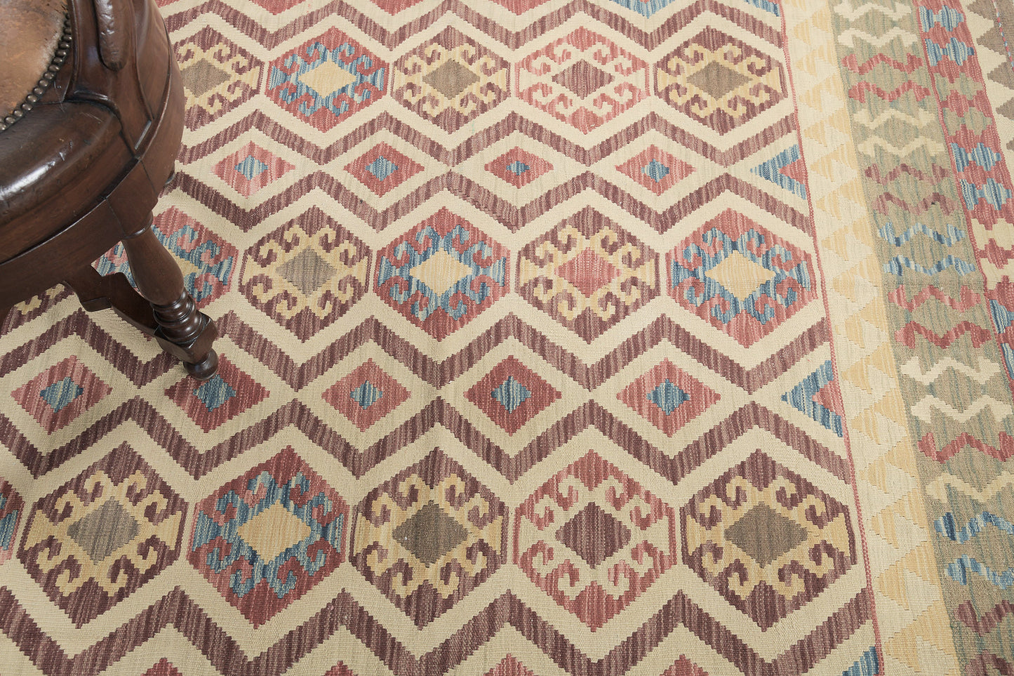 Vintage Style Tribal Natural Dye Flat Weave Kilim