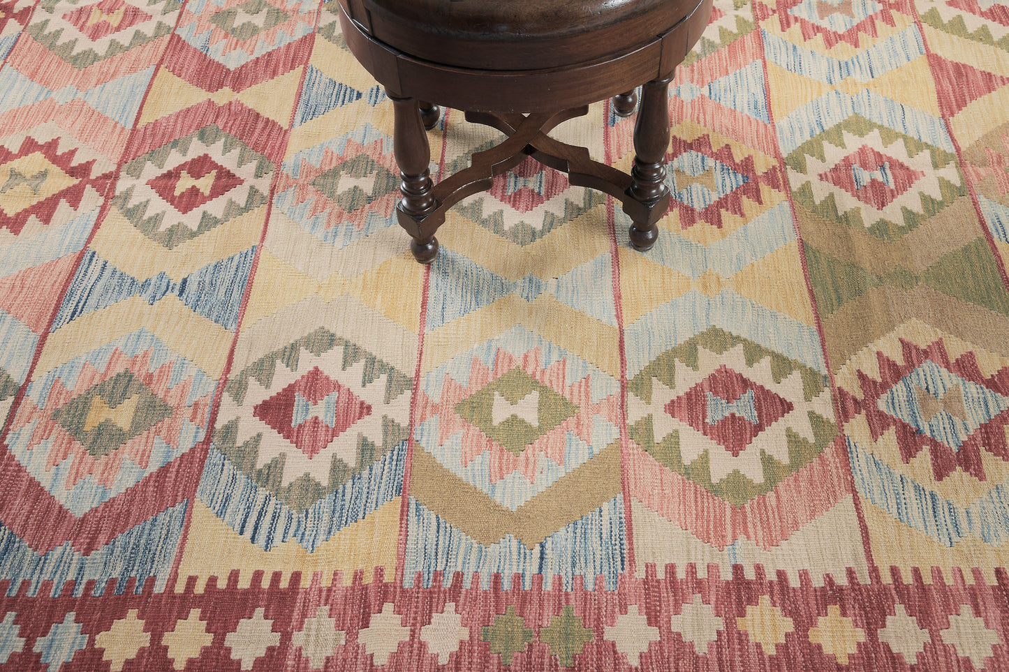 Vintage Style Tribal Natural Dye Flat Weave Kilim