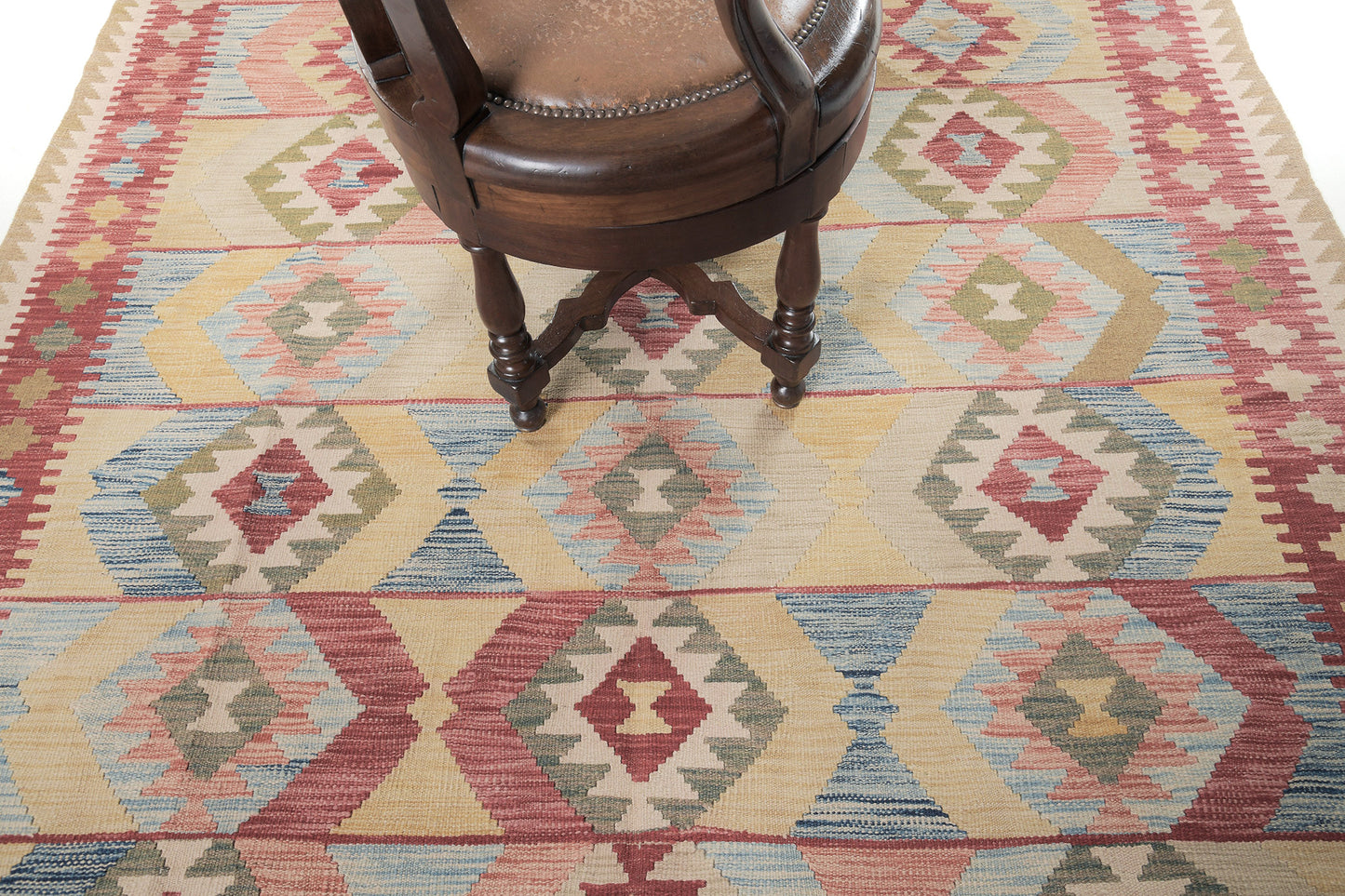 Vintage Style Tribal Natural Dye Flat Weave Kilim