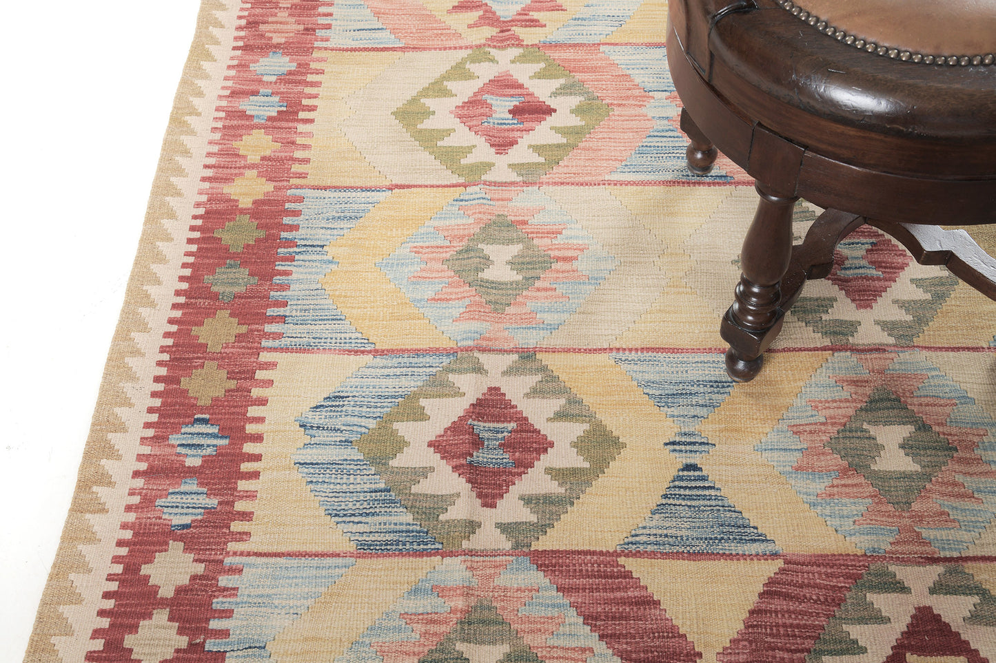 Vintage Style Tribal Natural Dye Flat Weave Kilim