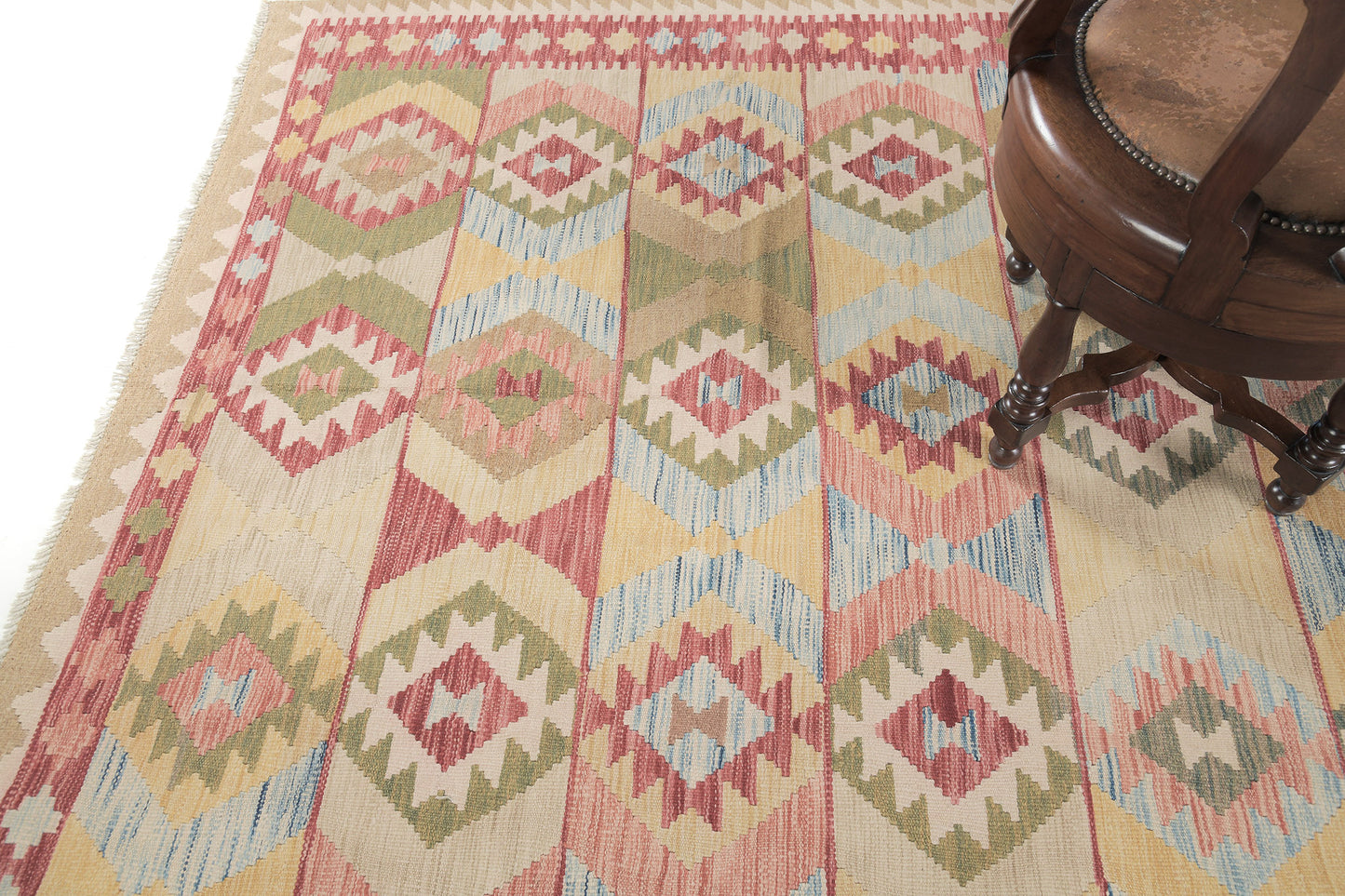 Vintage Style Tribal Natural Dye Flat Weave Kilim