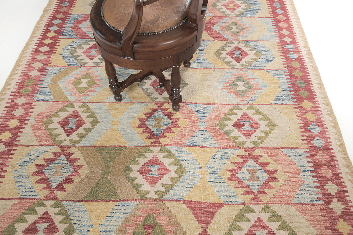 Vintage Style Tribal Natural Dye Flat Weave Kilim