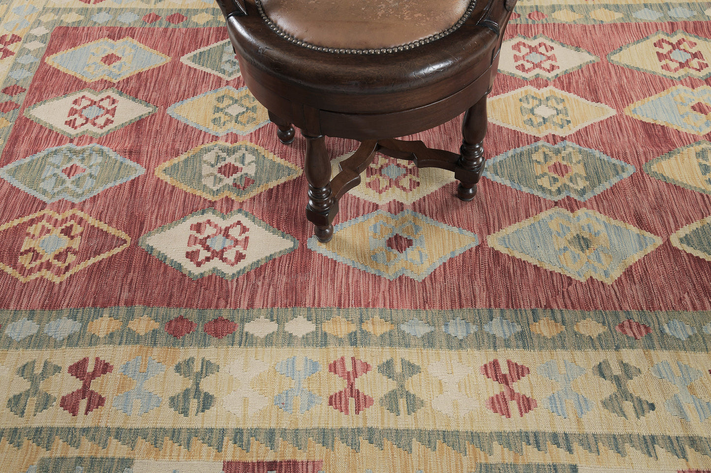 Vintage Style Tribal Natural Dye Flat Weave Kilim