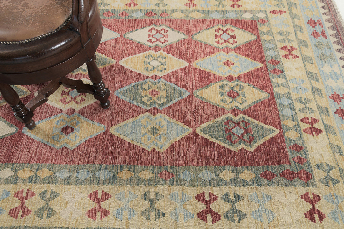 Vintage Style Tribal Natural Dye Flat Weave Kilim
