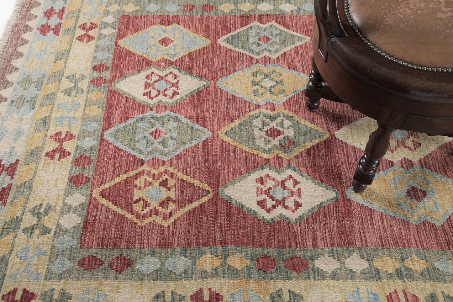 Vintage Style Tribal Natural Dye Flat Weave Kilim