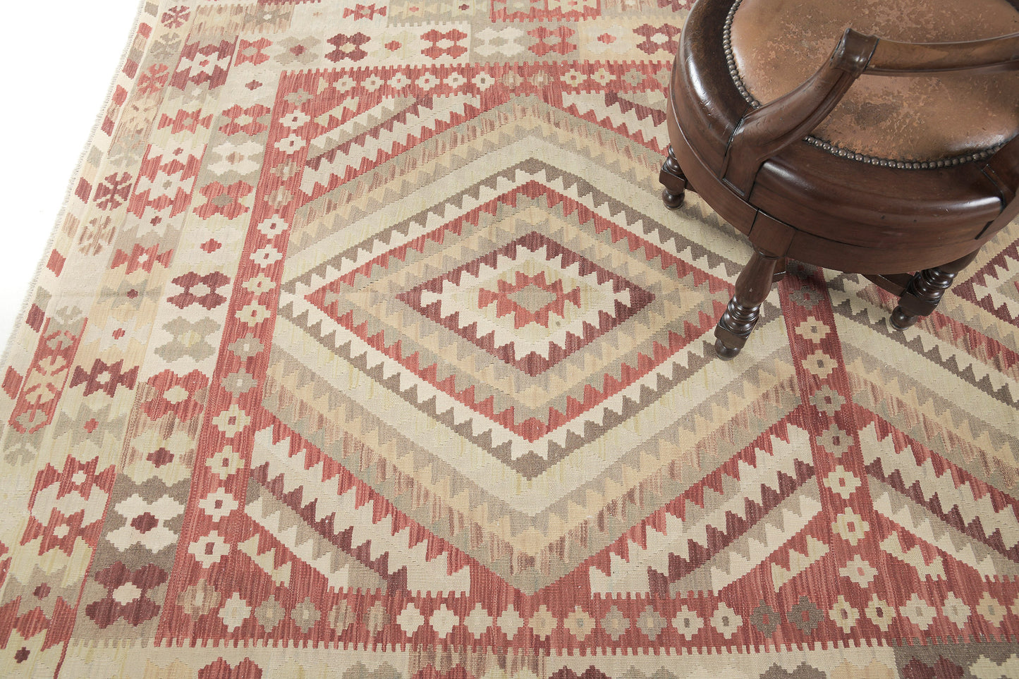 Vintage Style Tribal Natural Dye Flat Weave Kilim
