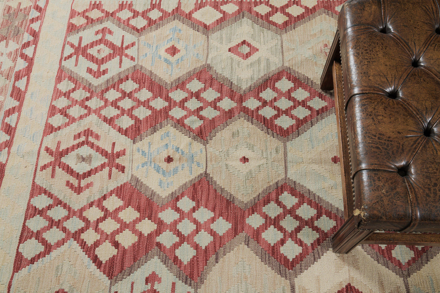 Vintage Style Tribal Natural Dye Flat Weave Kilim