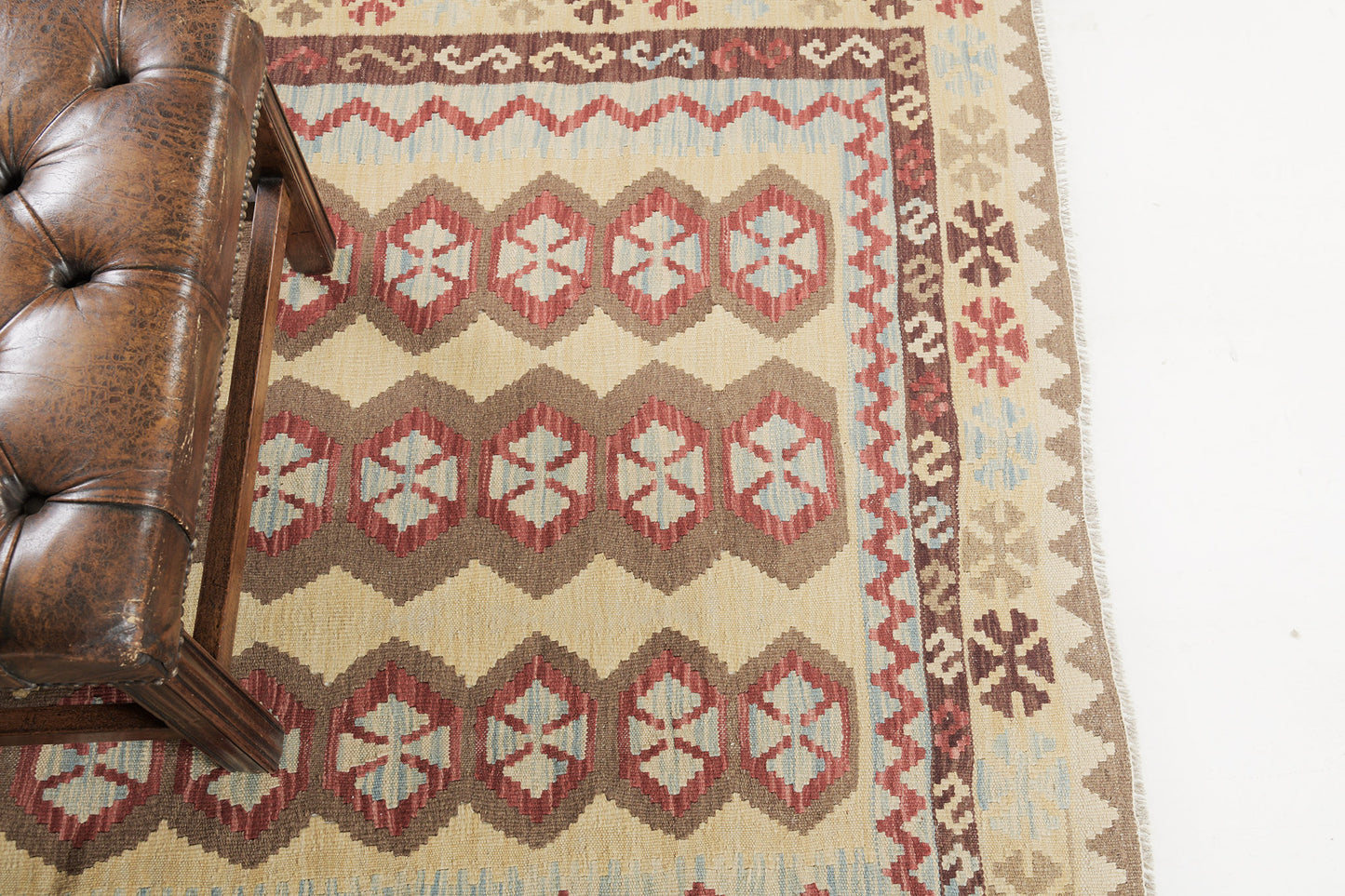 Vintage Style Tribal Natural Dye Flat Weave Kilim