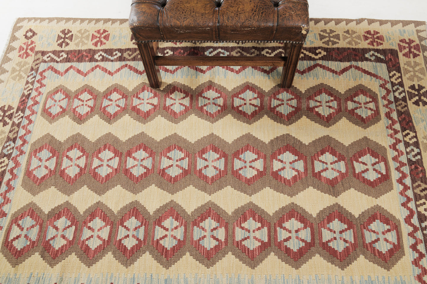 Vintage Style Tribal Natural Dye Flat Weave Kilim