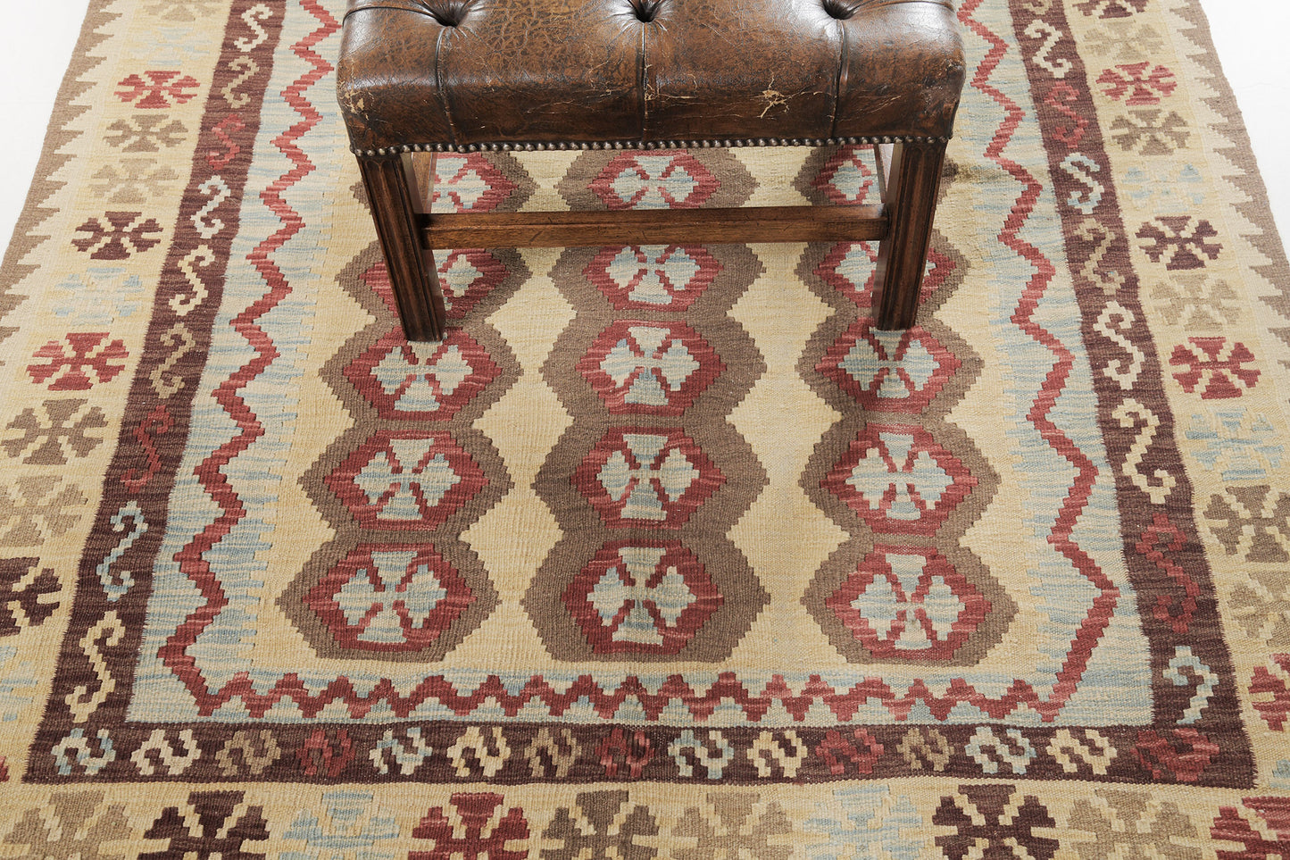 Vintage Style Tribal Natural Dye Flat Weave Kilim
