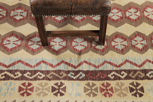 Vintage Style Tribal Natural Dye Flat Weave Kilim