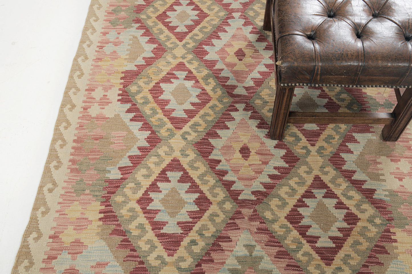 Vintage Style Tribal Natural Dye Flat Weave Kilim