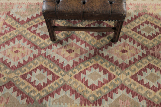Vintage Style Tribal Natural Dye Flat Weave Kilim