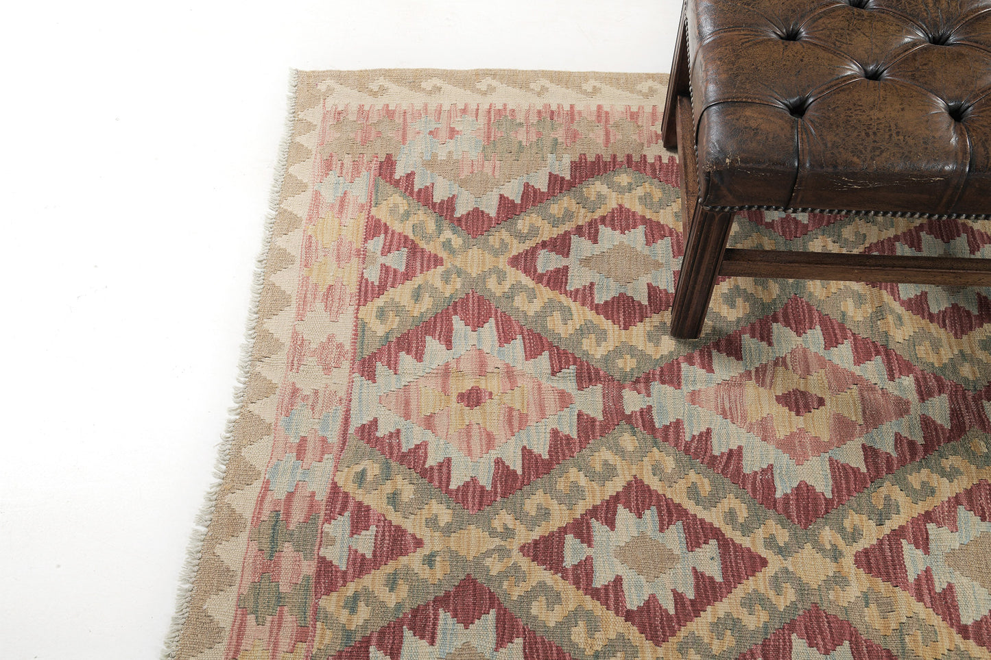 Vintage Style Tribal Natural Dye Flat Weave Kilim