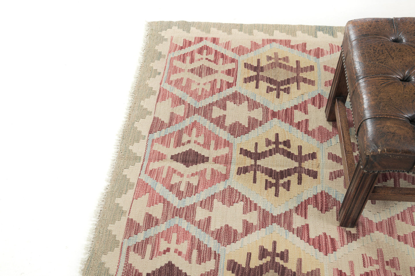 Vintage Style Tribal Natural Dye Flat Weave Kilim
