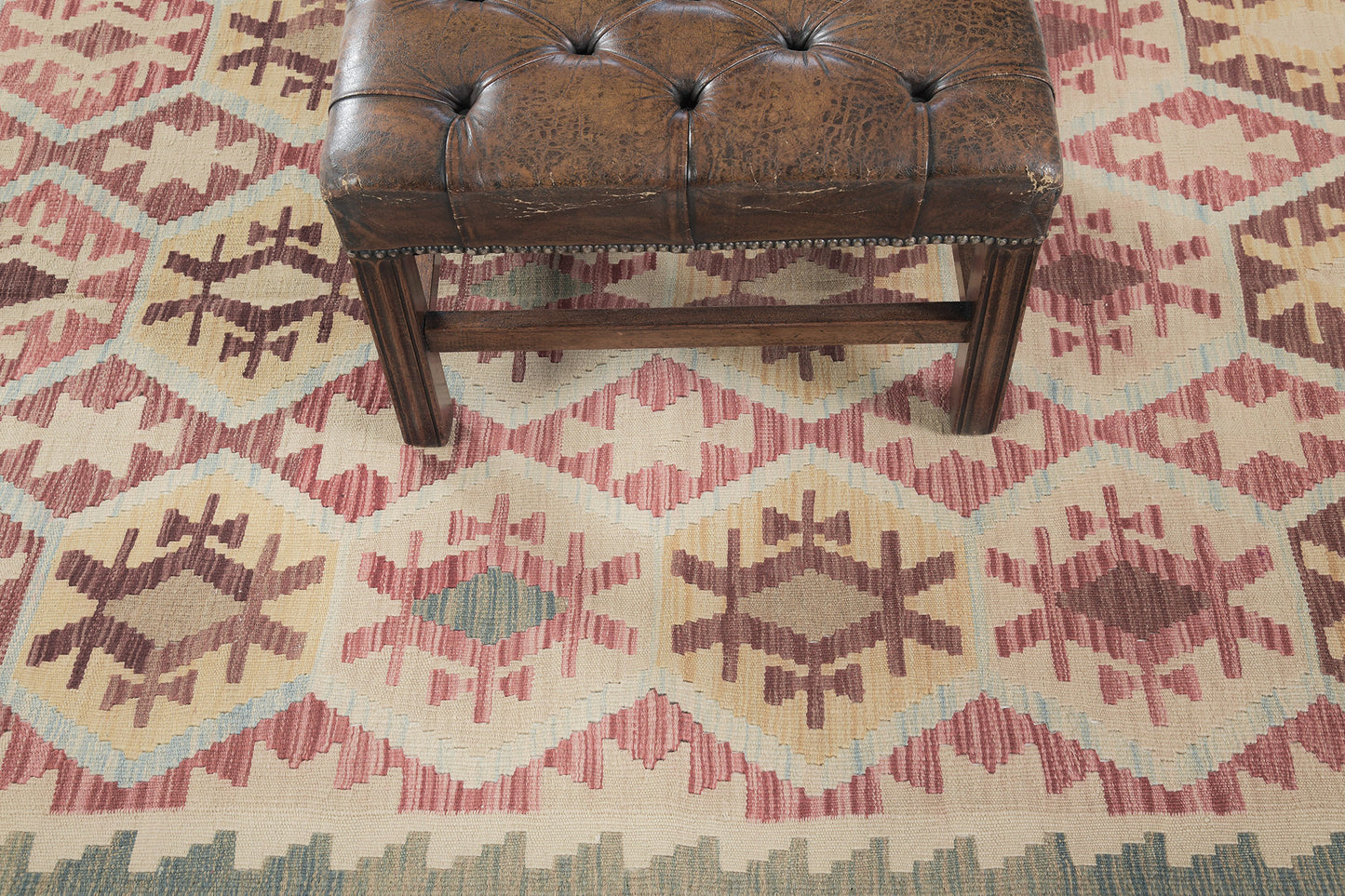 Vintage Style Tribal Natural Dye Flat Weave Kilim