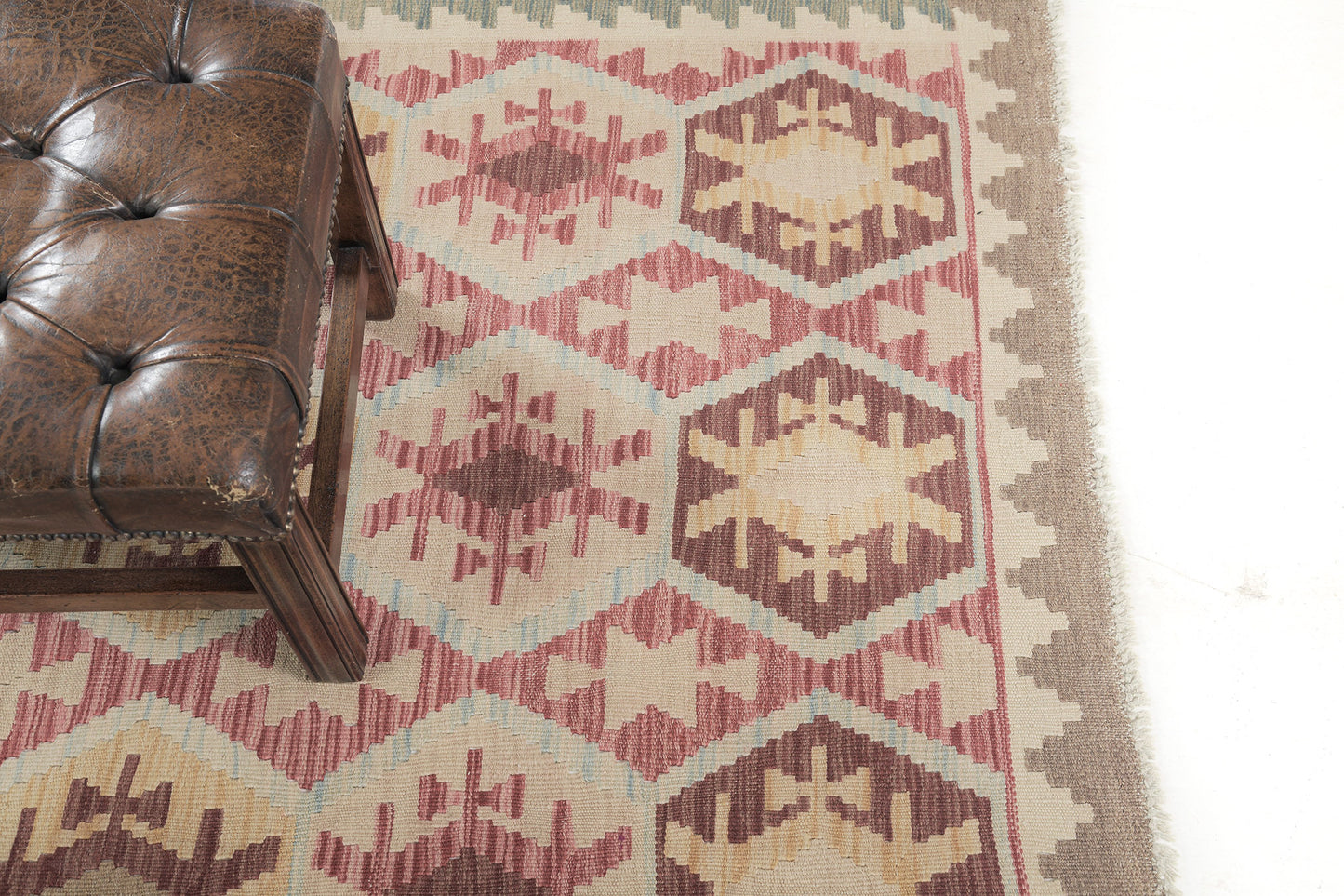 Vintage Style Tribal Natural Dye Flat Weave Kilim