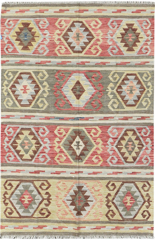 Vintage Style Tribal Natural Dye Flat Weave Kilim