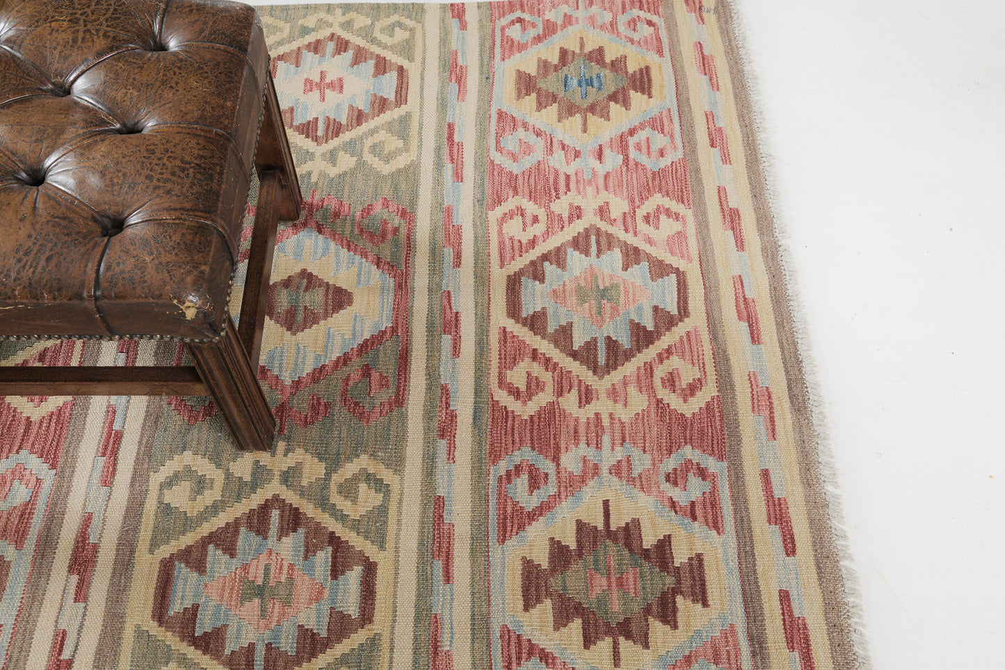 Vintage Style Tribal Natural Dye Flat Weave Kilim