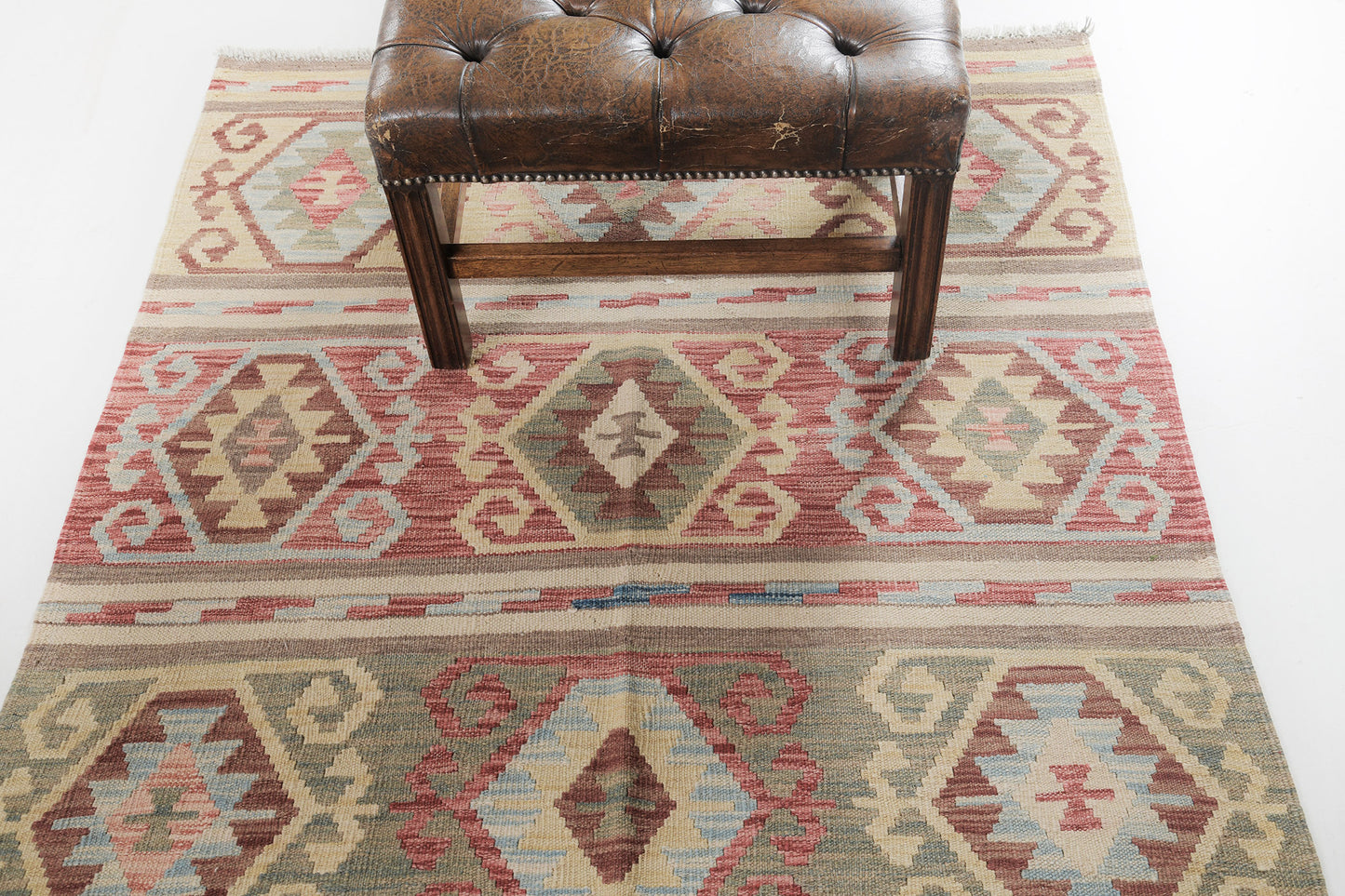 Vintage Style Tribal Natural Dye Flat Weave Kilim
