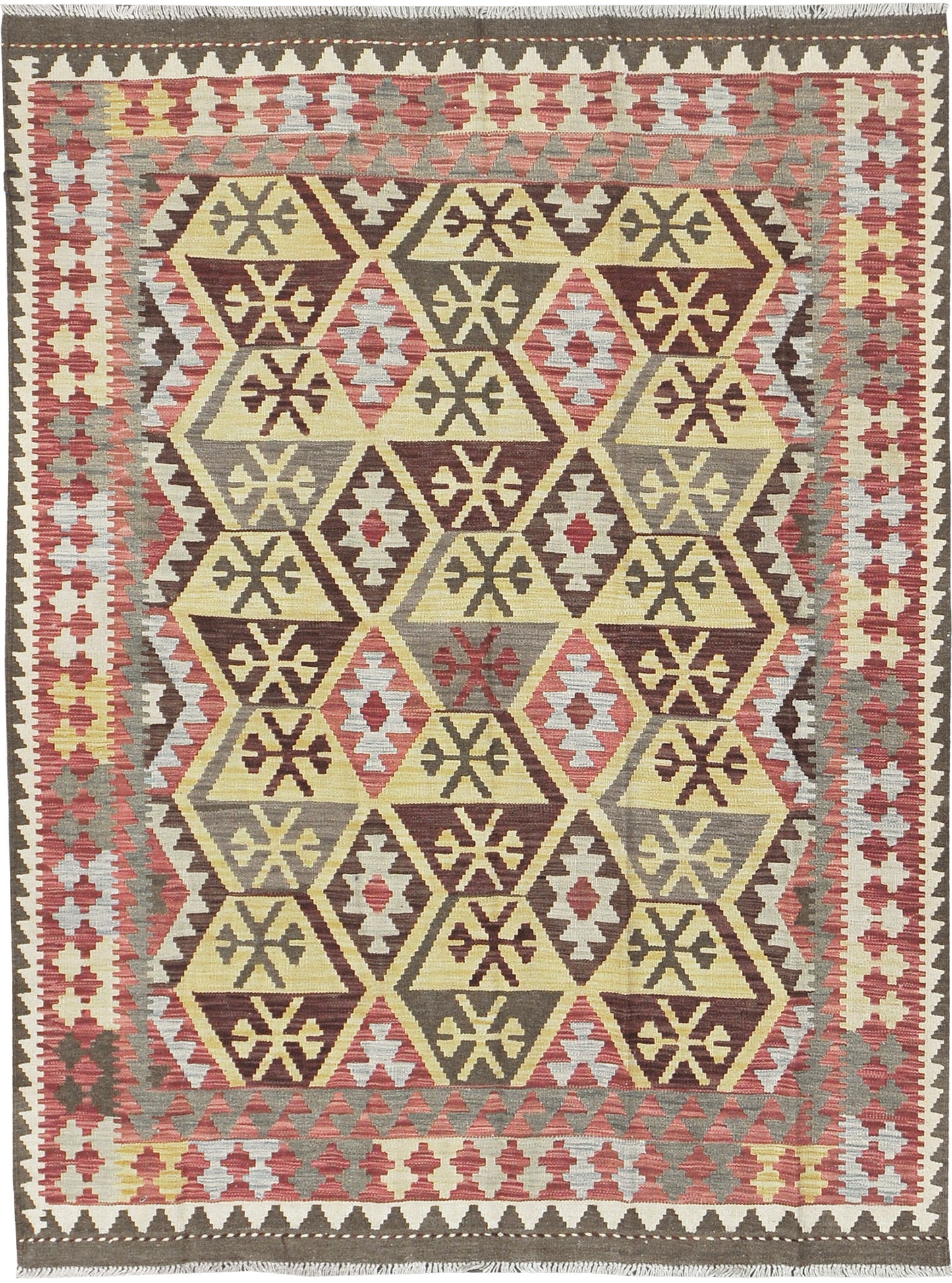 Vintage Style Tribal Natural Dye Flat Weave Kilim