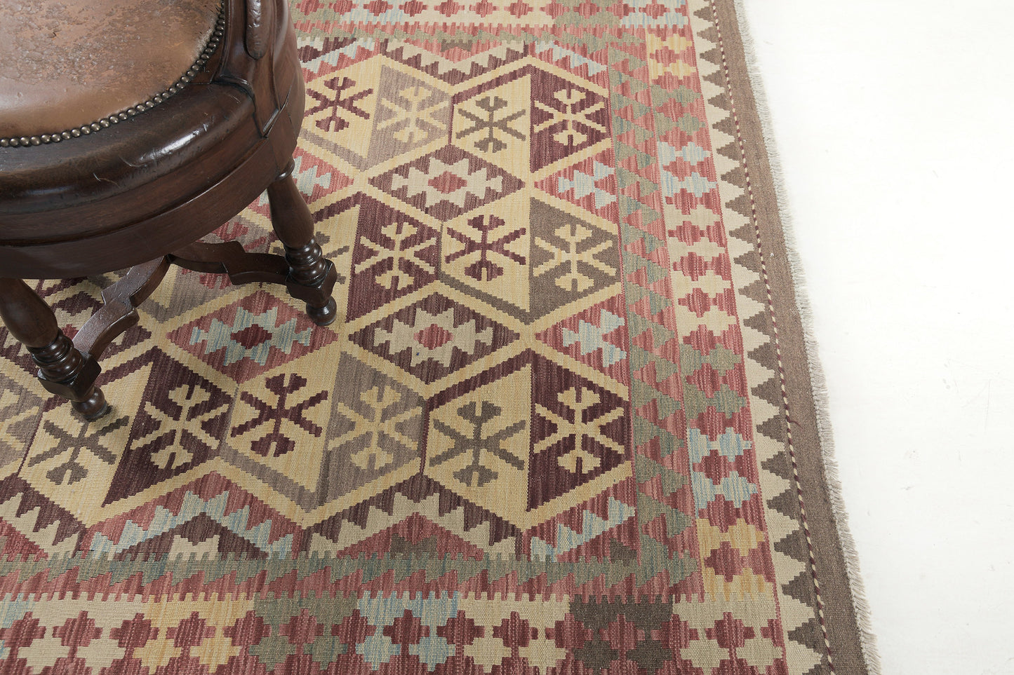 Vintage Style Tribal Natural Dye Flat Weave Kilim