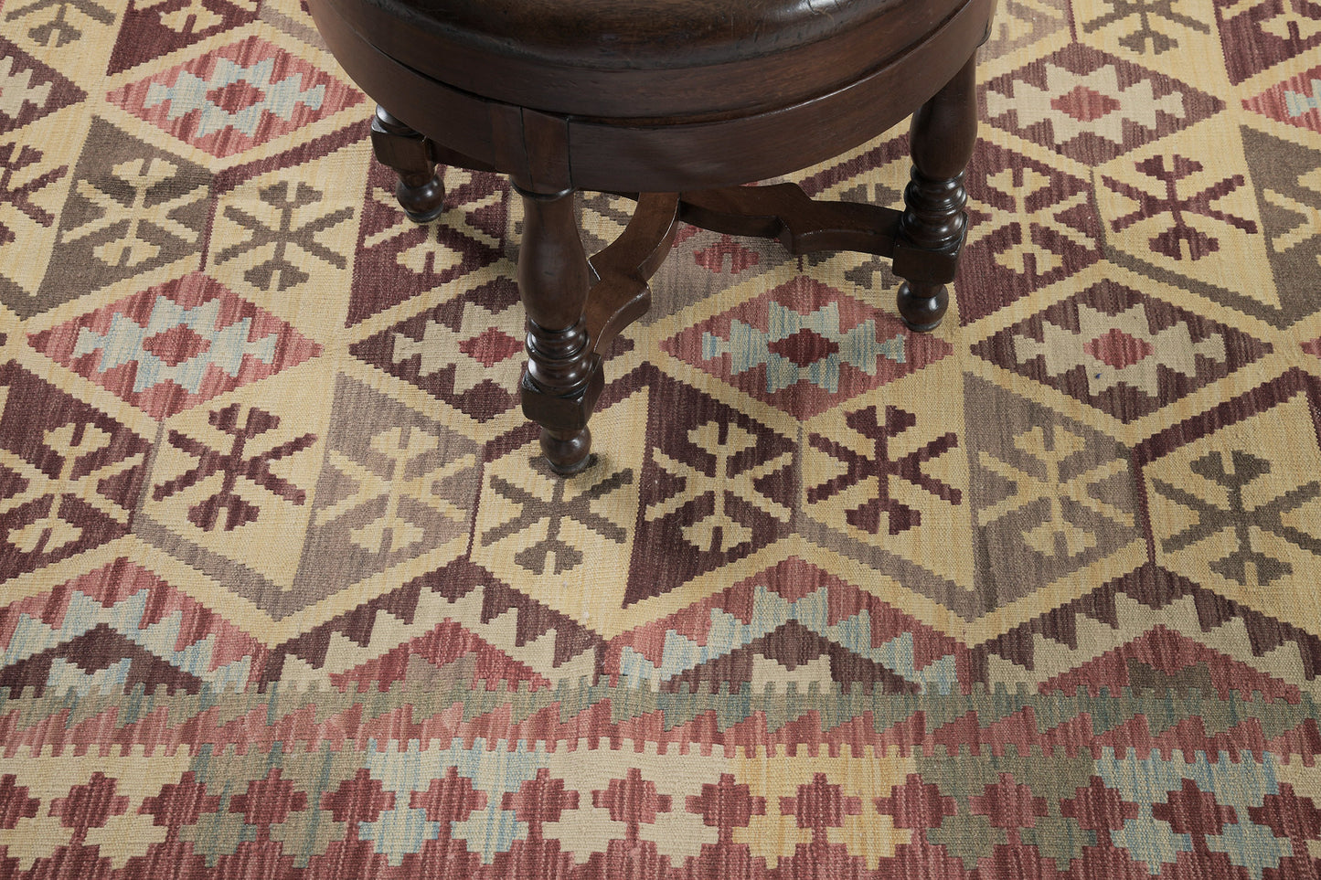 Vintage Style Tribal Natural Dye Flat Weave Kilim