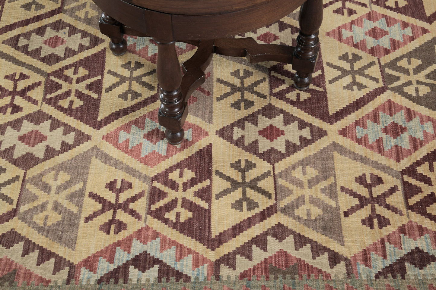 Vintage Style Tribal Natural Dye Flat Weave Kilim