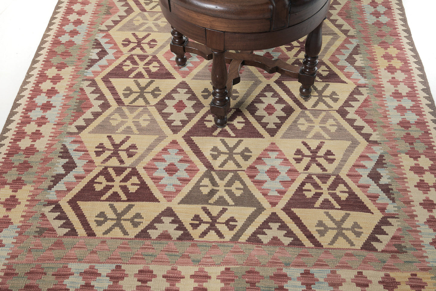 Vintage Style Tribal Natural Dye Flat Weave Kilim