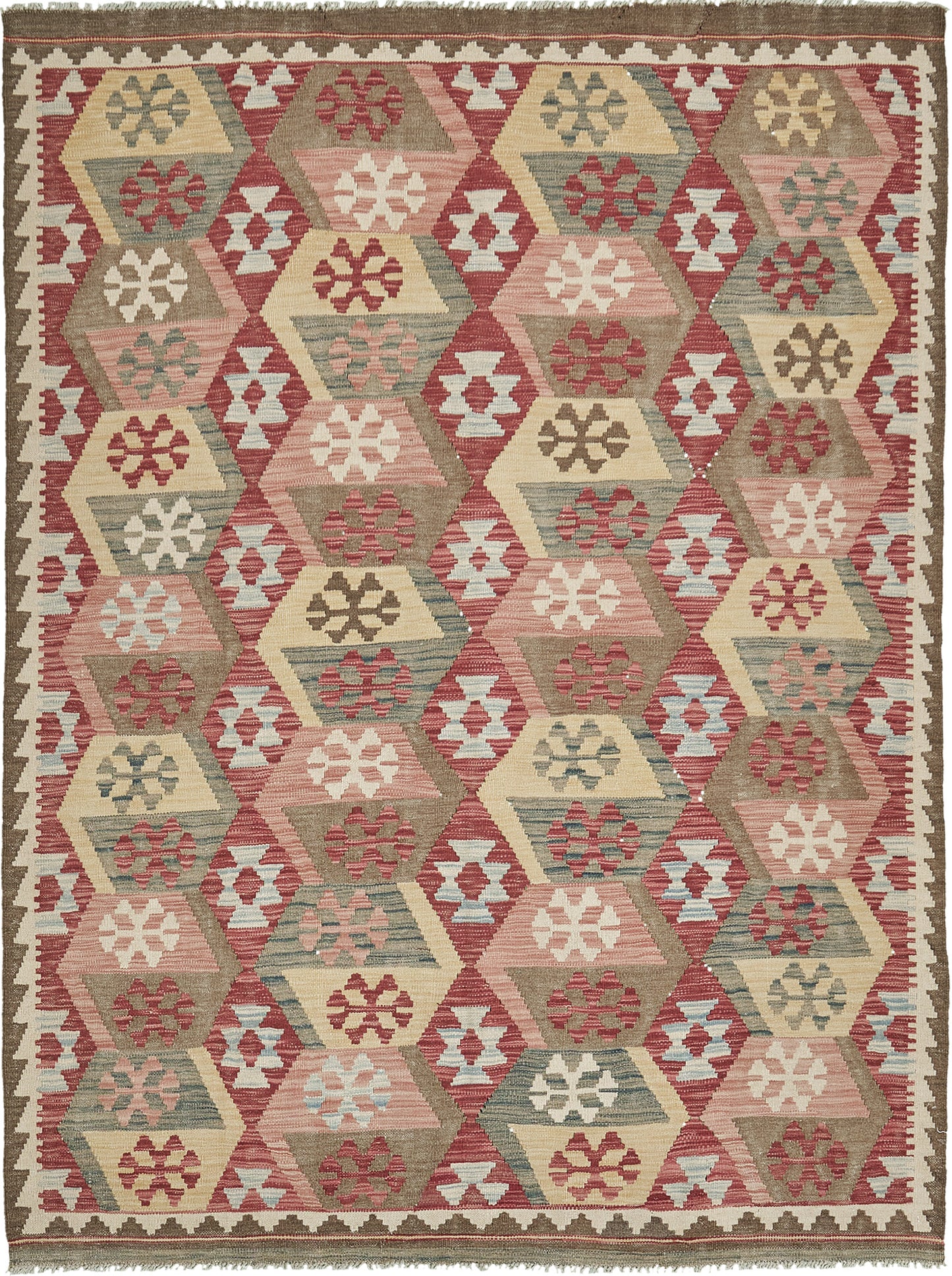Vintage Style Tribal Natural Dye Flat Weave Kilim