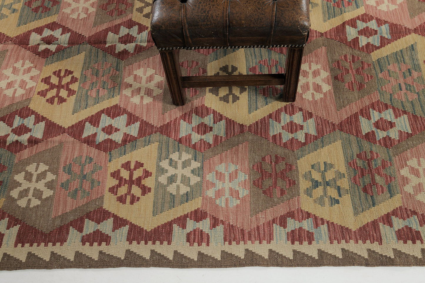 Vintage Style Tribal Natural Dye Flat Weave Kilim