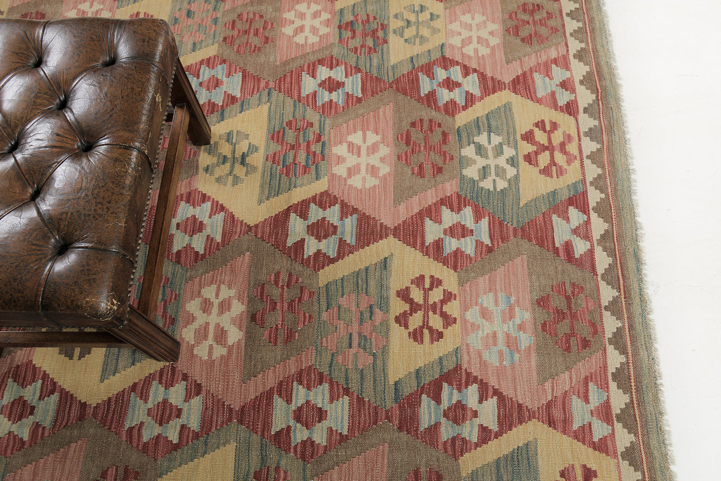 Vintage Style Tribal Natural Dye Flat Weave Kilim